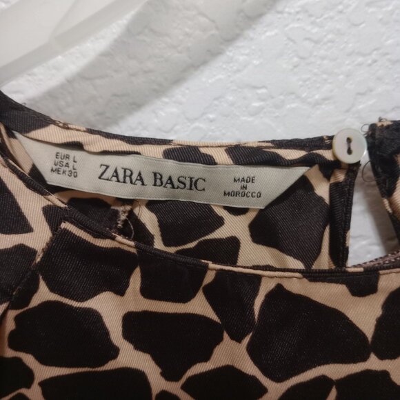 NWT Zara Women's Giraffe Print Ruffle Sleeve Blouse size Large - Picture 10 of 12